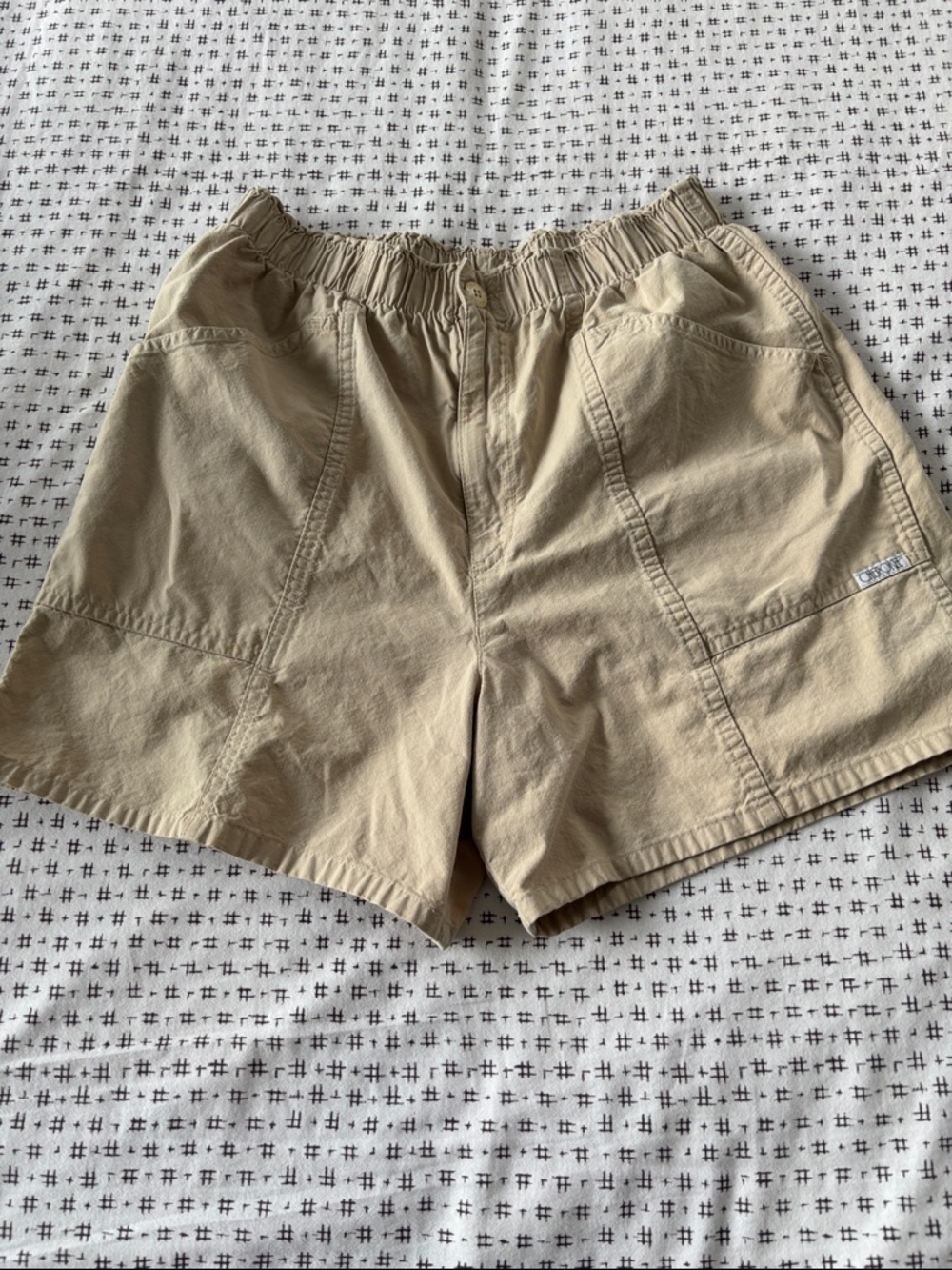 Vintage Cherokee Shorts,elastic waist khaki, pockets, cotton, hi rise, size 12
